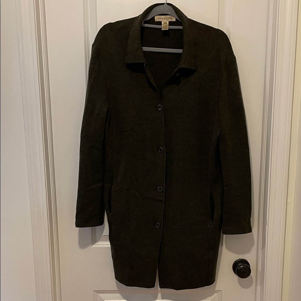 Jones New York 100% Merino wool long button down sweater